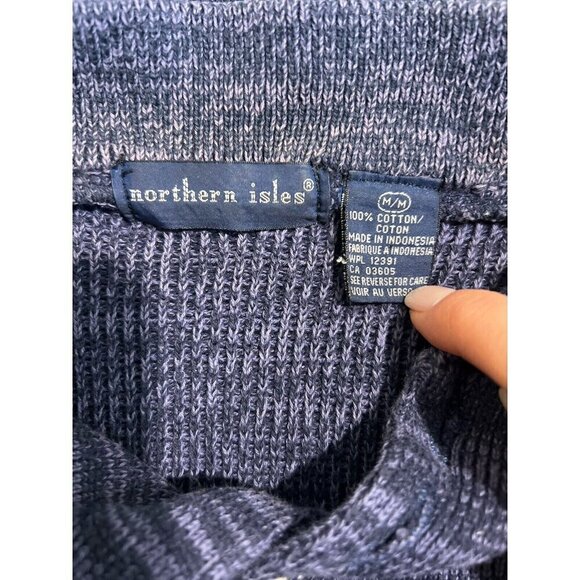 Vintage Northern Isles Sweater Men’s M Knit Blue Collared Preppy Academia Dad - Picture 3 of 6